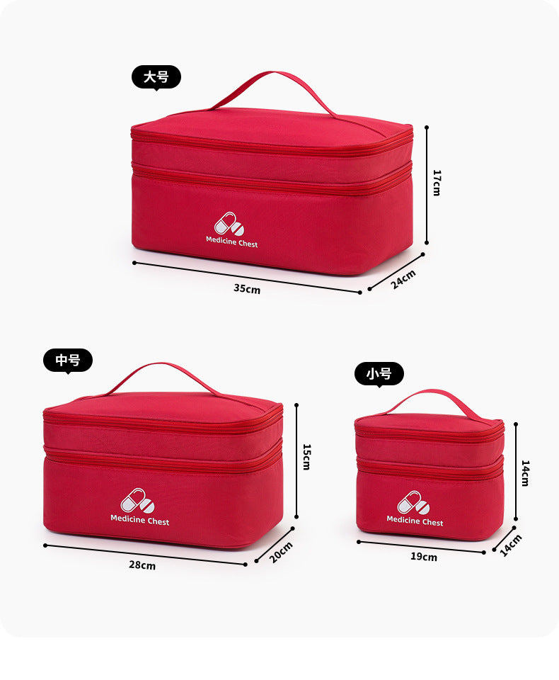 Outdoor First Aid Kit Large Capacity Household Medicine Box Double Layer Classification Storage Medicine Organizer Travel Portable Medicine Bag