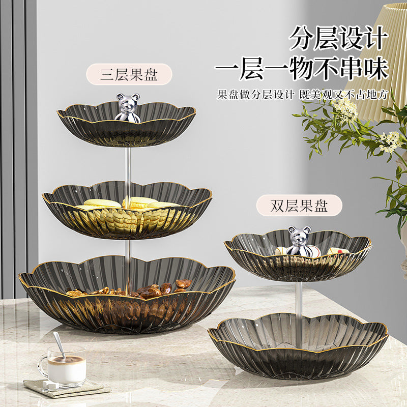 Multi-layer Fruit Plate High-end Luxury Style Home Living Room Snacks Nuts Candy Dried Fruits Fruit Plate Tea Pastry Dessert Plate