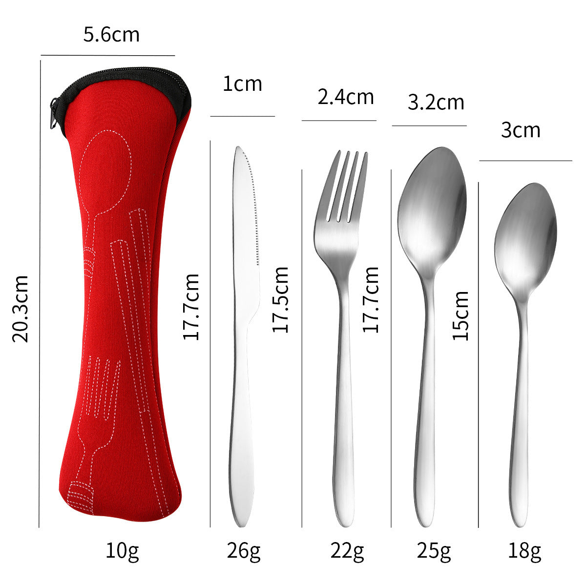 Stainless Steel Western Steak Knife Fork Spoon Cloth Bag Portable Western Cutlery Three-Piece Set Creative Gift Set Cross-Border Source