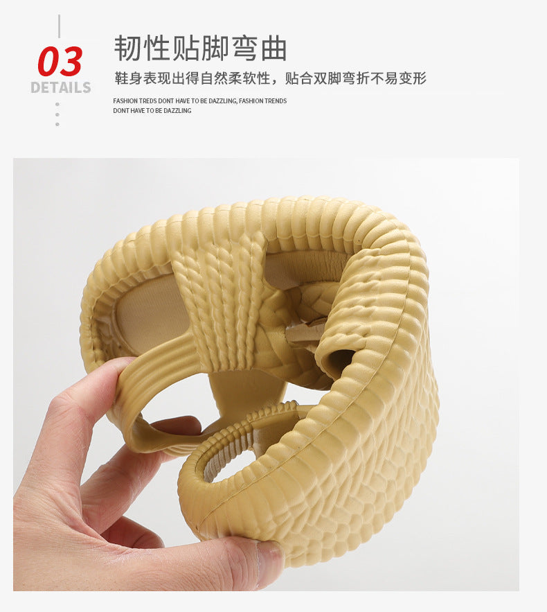 Men's Summer Straw Sandals Hollow Handmade Woven Roman Sandals Vietnamese Slippers Soft Sole Personality Beach Sandals