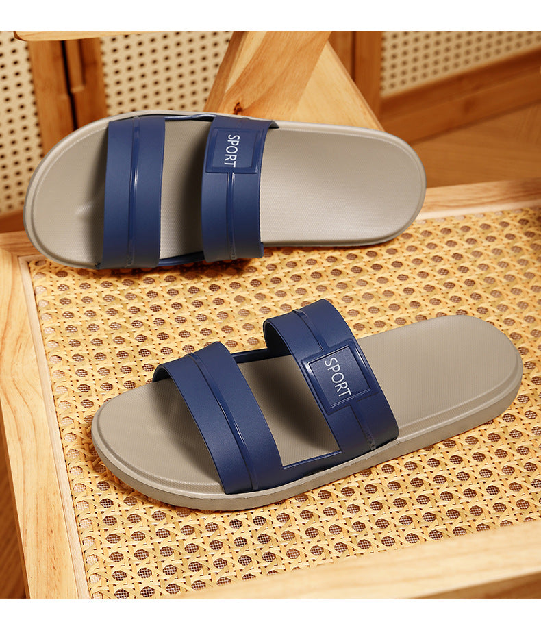 Men's New Summer Thick-Soled Slippers One-Word Outdoor Casual Comfortable Fashion Non-Slip Wear-Resistant Beach Shoes Soft