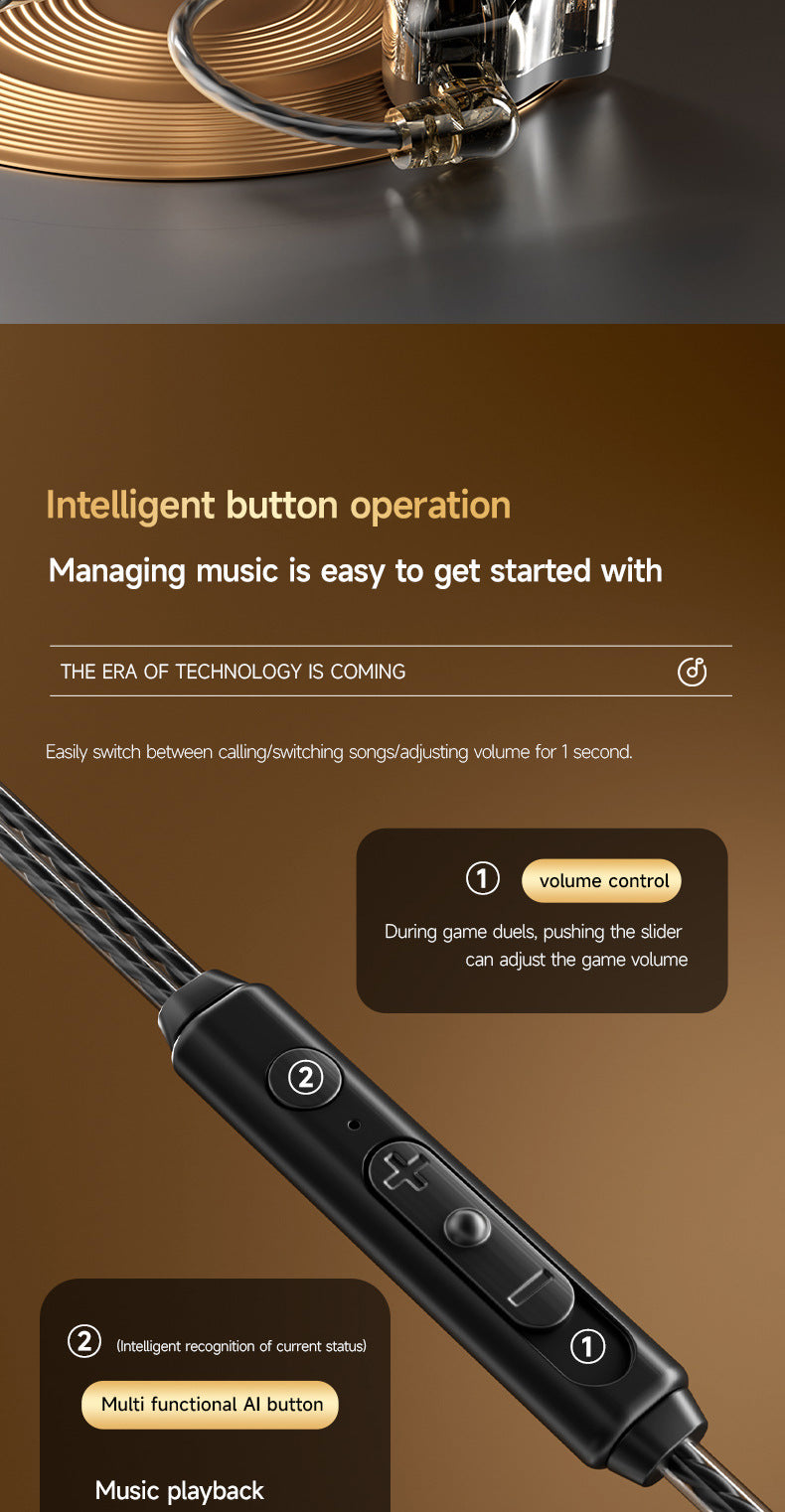 Cross-border new in-ear sports headphones with interchangeable cables, plug-in gaming style HIFI Dynamic Wired Earphones for Mobile Phones