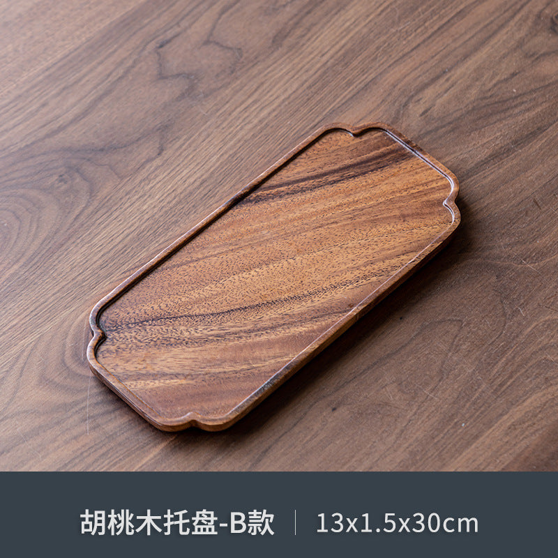 Walnut Tea Tray Minimalist Dry Tea Tray Cup Storage Tray Chinese Style Candy Dessert Fruit Tray Tea Room Tea House Wholesale