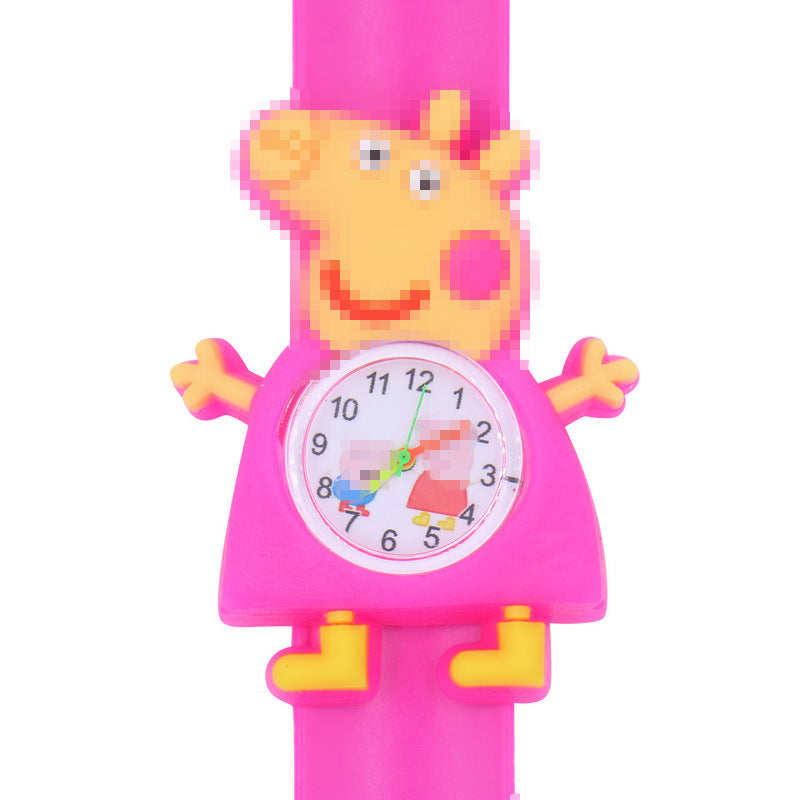 Children's Watch Cartoon Pat Watch Kindergarten Elementary School Silicone Toy Pat Circle Anime Peppa Pig Electronic Watch