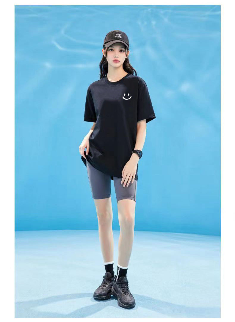 Ice Silk Cool Short Sleeve Men's Loose Student Black and White Half Sleeve T-Shirt Summer Trendy Round Neck T Shirt All-Match Bottoming Shirt