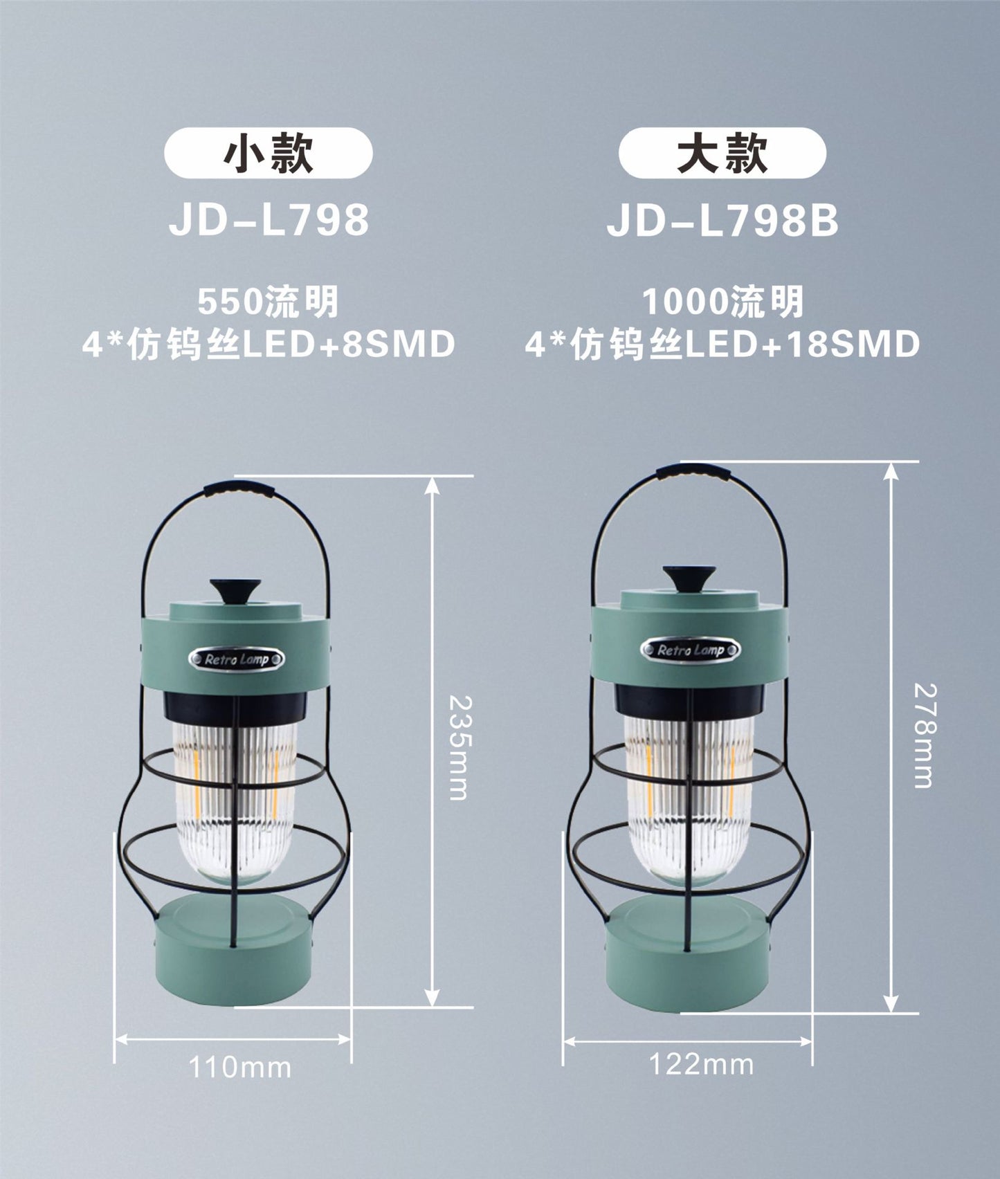 New Outdoor Camping Lantern Camping Light Camping Atmosphere Light Rechargeable Lighting Portable Retro Lantern Tent Camp Light