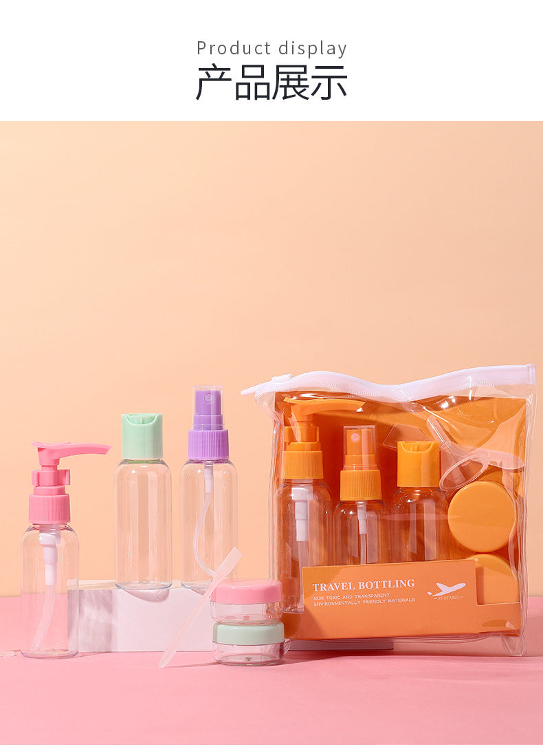 LMLTOP 7Travel Bottle Set 50ml Cosmetic Dispensing Bottle Spray Bottle Press Bottle Cream Box SY760