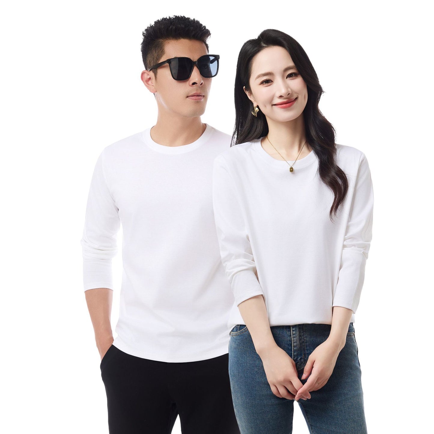 Pure Cotton Liquid Ammonia Triple Protection Long Sleeve t Men's T-shirt2025Autumn Unisex Crew Neck Pullover Solid Color Basic T-Shirt