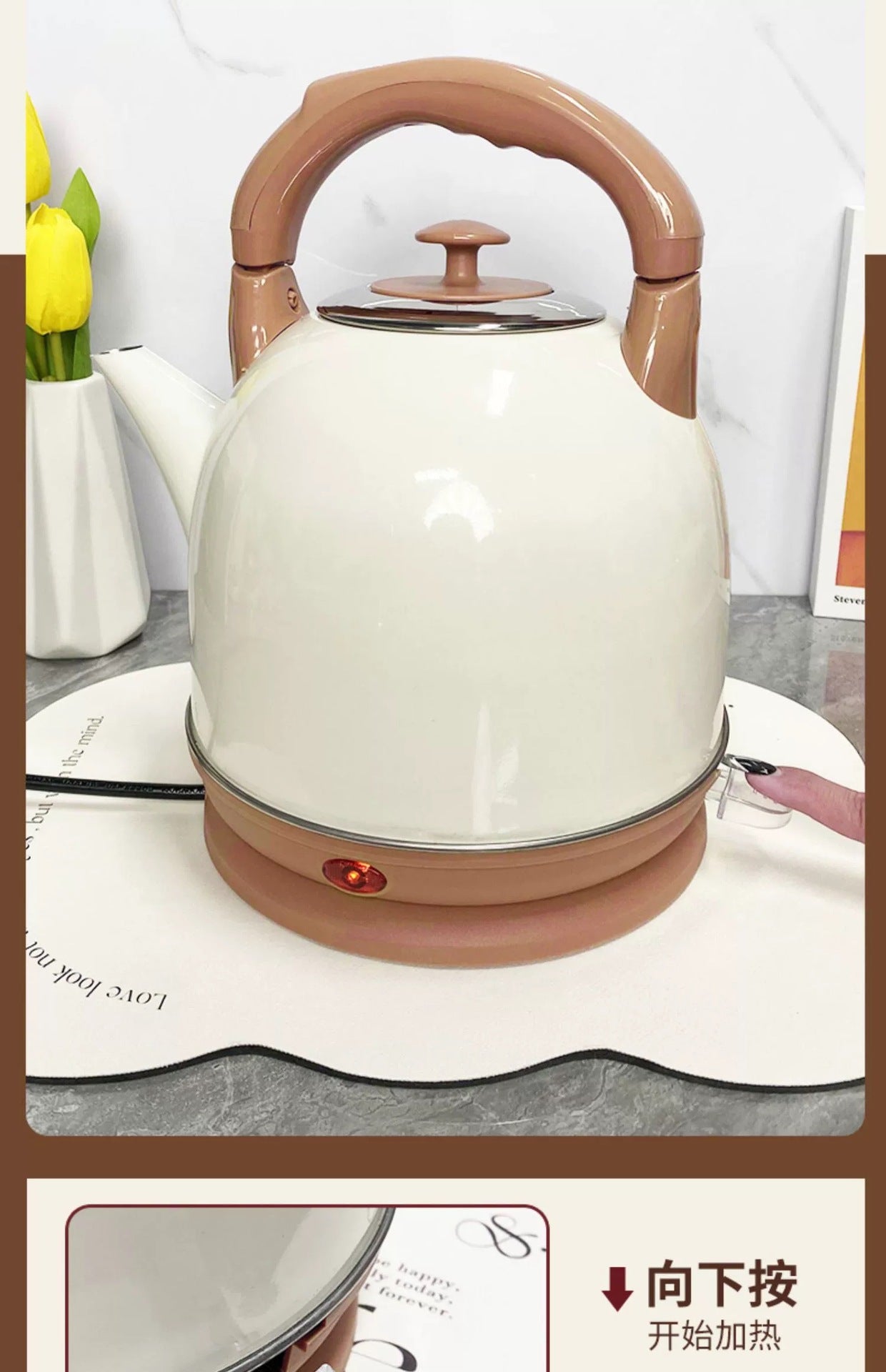 Internet Celebrity Food-Grade Electric Kettle for Home Kitchen Living Room Stainless Steel Water Boiler Multi-Color Large Capacity Water Kettle