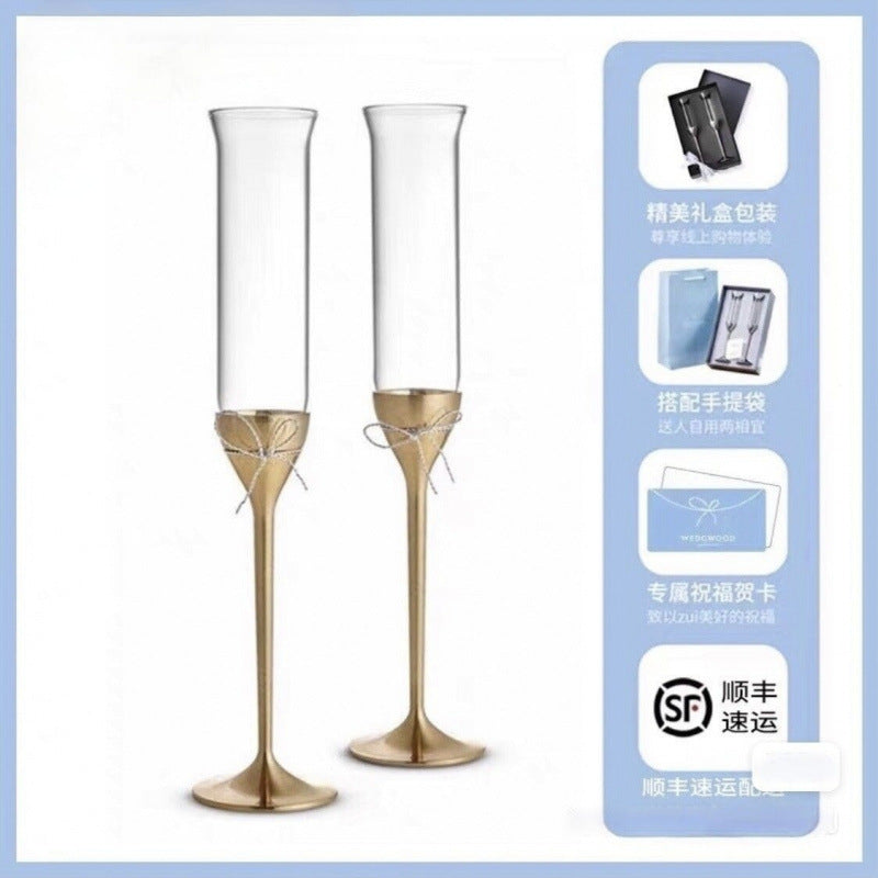 British Wang Weiwei Champagne Glass VeraWang Love Knot Rope Red Wine Pairing Goblet Wedding Gift Box