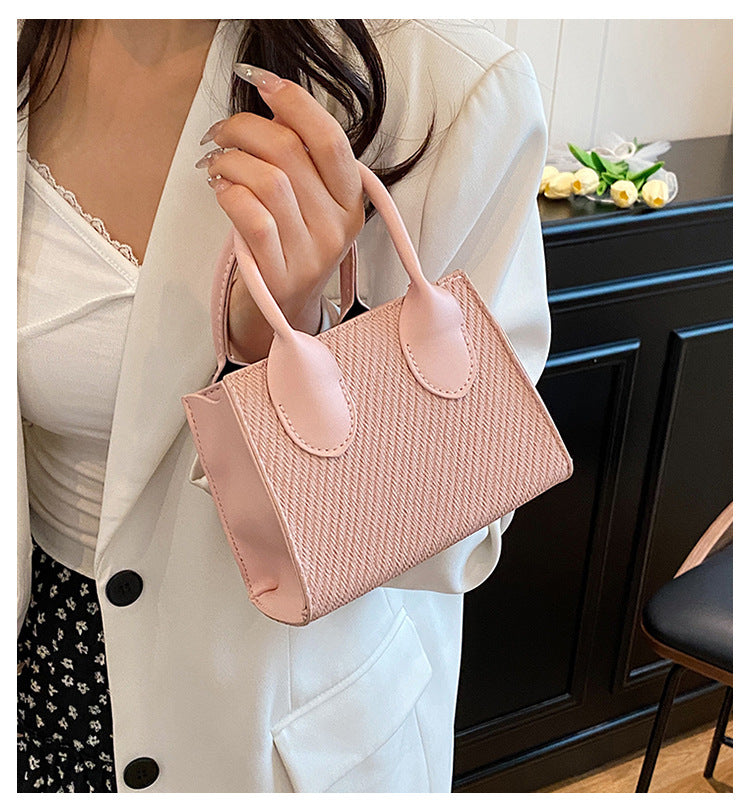 Korean Style Simple Crossbody Personality Small Square Bag2024Summer new style casual stylish single-shoulder bag corduroy handbag