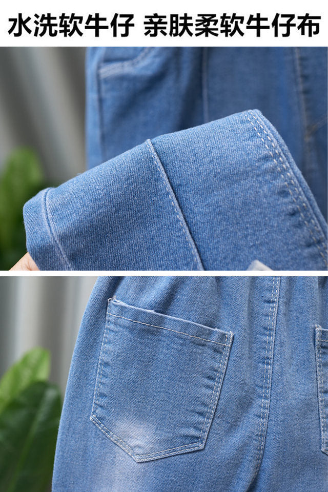 Children's Clothing Wholesale Girls' Jeans Spring and Autumn New Style Medium and Large Children's Slim Pants Baby Casual Girls' Flared Long Pants