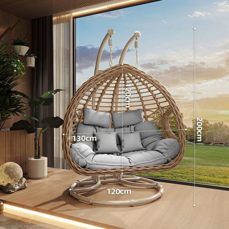 Outdoor Hanging Basket Chair Swing Courtyard Double Hanging Chair Home Balcony Indoor Internet Celebrity Bird's Nest Hammock Rattan Chair Rocking Chair