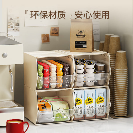 Tea Bag Storage Box Desktop Drawer Type Office Floor Organizer Box Student Dormitory Desk Stationery Storage Rack