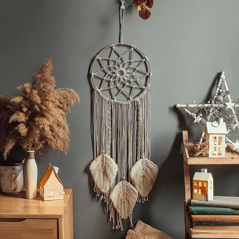 Cross-Border Hot-Selling European Style Artificial Woven Cotton Rope Tapestry Tassel Home Wall Hanging Decoration Soft Furnishing Collection Wholesale