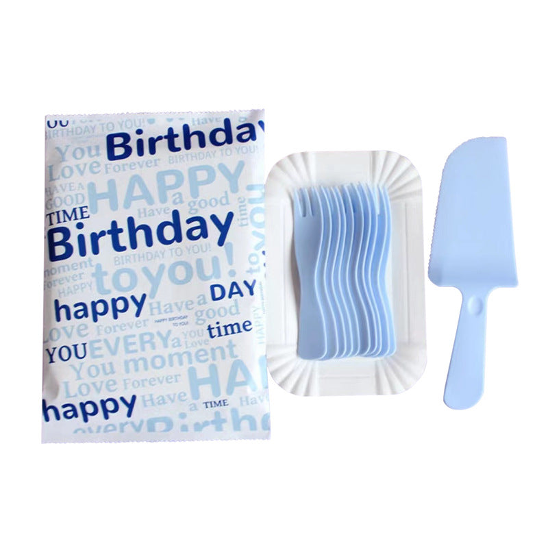 Birthday Cake Cutlery Set Bakery Disposable Cutlery Plates Food Grade Cake Shop Plastic Tableware