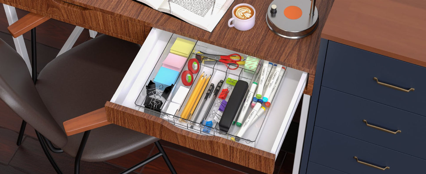 Cross-Border Tableware Kitchen Organizer Box Drawer Expandable Silverware Storage Box Cosmetics Stationery Miscellaneous Divider Expandable Box