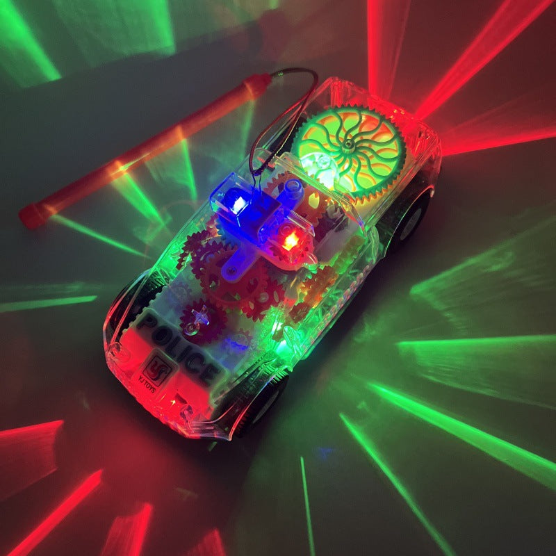 Mid-Autumn Festival Gift for Babies: Handheld Music Toy Car Lantern, Children's Electric Transparent Gear Flashing Police Car Lantern