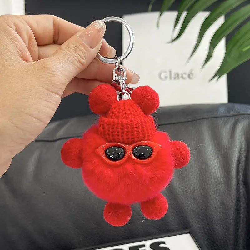 Rex Rabbit Fur Small Coal Ball Keychain Small Pendant Big Eyed Cartoon Plush Backpack Pendant High-end Small Gift http://detail.1688.com/offer/969101839202.html