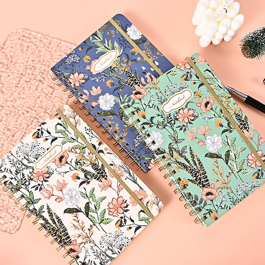 Customizable Painted Garden Elastic Band Spiral Notebook Diary Notepad Exam Preparation Student Workbook Notebook Wholesale