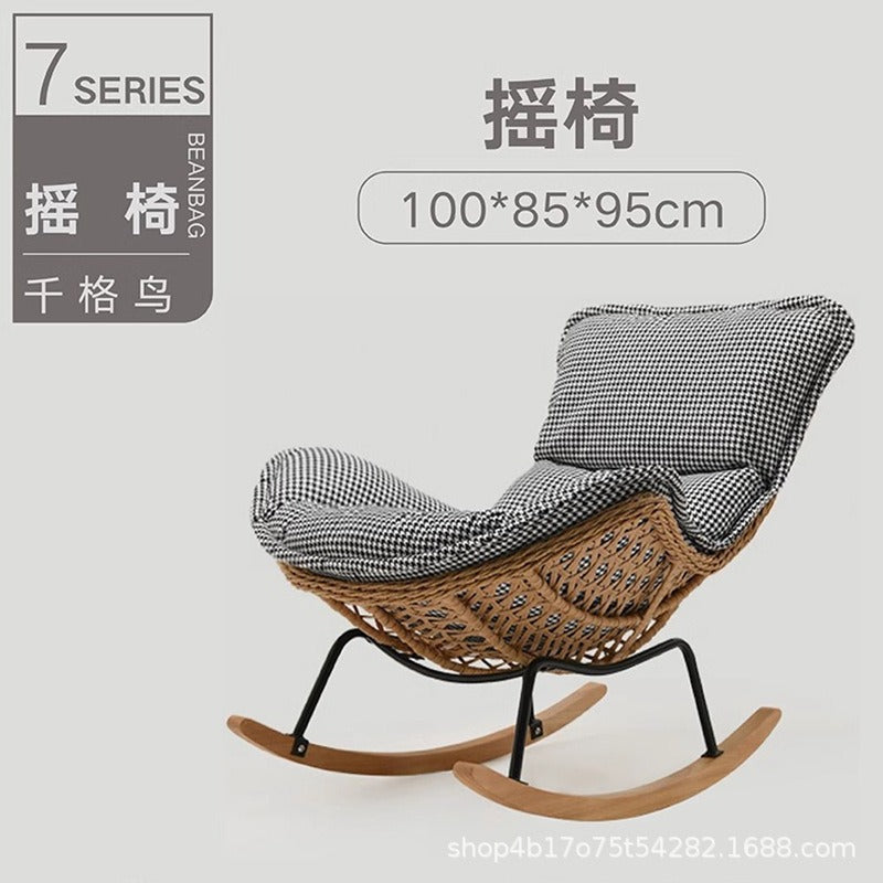 Rocking Chair Recliner Adult Sleepable Single Rattan Balcony Lazy Chair Bedroom Leisure Home Lazy Sofa