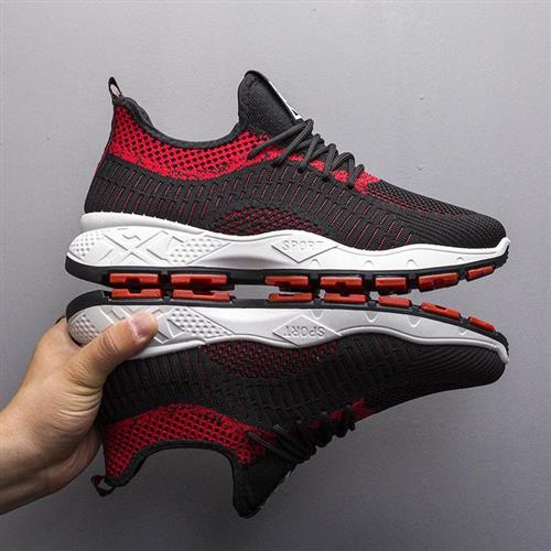 2024New Spring Autumn Summer Flyknit Men's Shoes Middle-aged and Elderly Sports Casual Shoes Breathable Flyknit Hollow Mesh Shoes