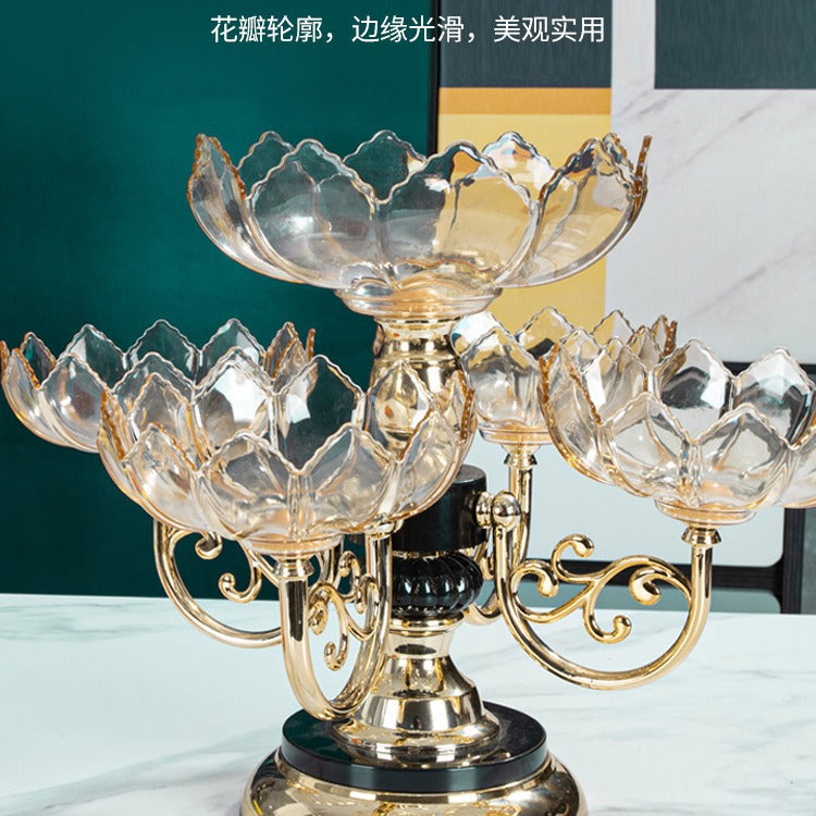 Fruit Plate Household Multi-layer Rotating Fruit Plate Living Room Fruit Plate European-style Light Luxury Crystal Plate Anti-Fall