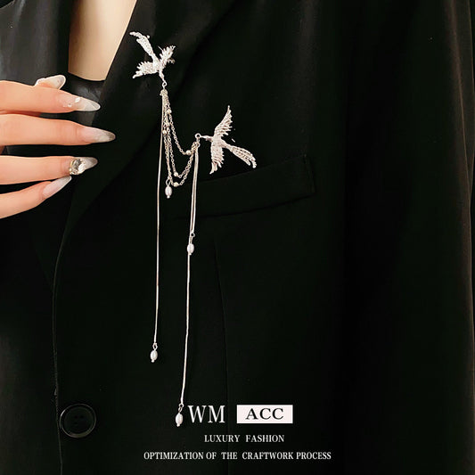 New Chinese Style Phoenix Pearl Tassel Brooch Chinese Style New Fashion Brooch Niche Versatile Exquisite Pin Accessory