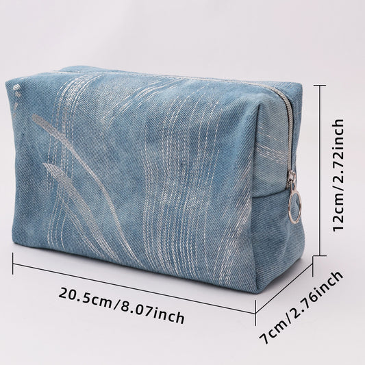 2025New Women's Travel Denim Makeup Bag Large Capacity Portable Outing Cosmetic Organizer Custom Design