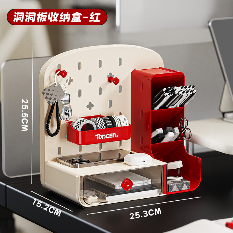 Desktop Pegboard Storage Rack Drawer Style Student Desk Stationery Office Workstation Pen Holder Organizer Storage Box
