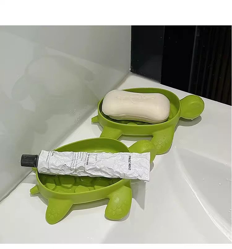 Green Little Turtle Soap Box Cartoon Soap Box Dormitory Bathroom High-end Draining Soap Box Creative Soap Box Manufacturer