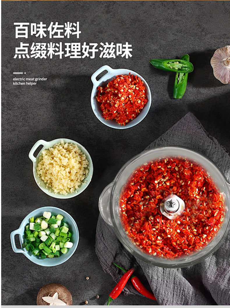 Household Electric Meat Grinder Kitchen Convenient Vegetable Chopper Meat Mincer Blender Manufacturer Supply Visual Glass Food Processor