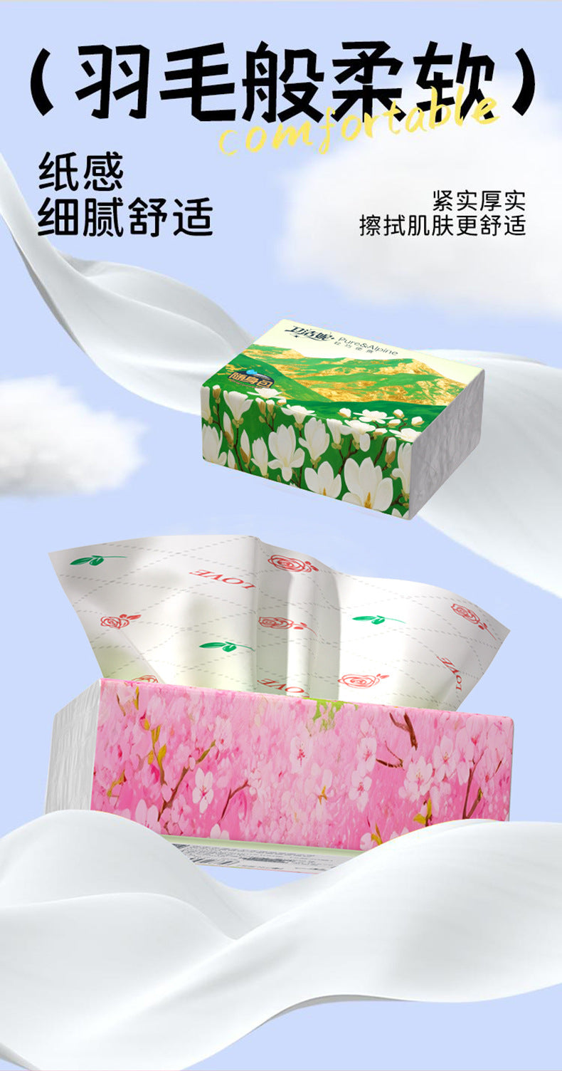 【School Opening Season】Flower Language Series Printed Tissue Paper Five-Layer Thickened Dry and Wet Dual-Use Portable Household Tissue Paper http://detail.1688.com/offer/970464521523.html