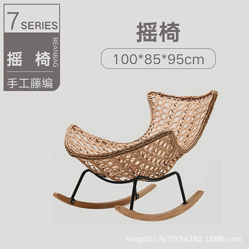 Rocking Chair Recliner Adult Sleepable Single Rattan Balcony Lazy Chair Bedroom Leisure Home Lazy Sofa