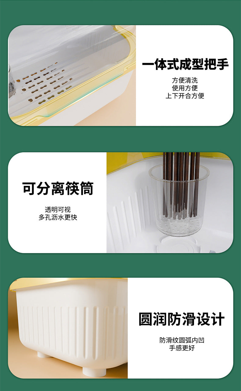 Kitchen Bowl Dish Rack Draining Bowl Rack Bowl and Chopstick Storage Box with Lid Bowl Cabinet One Piece Dropshipping
