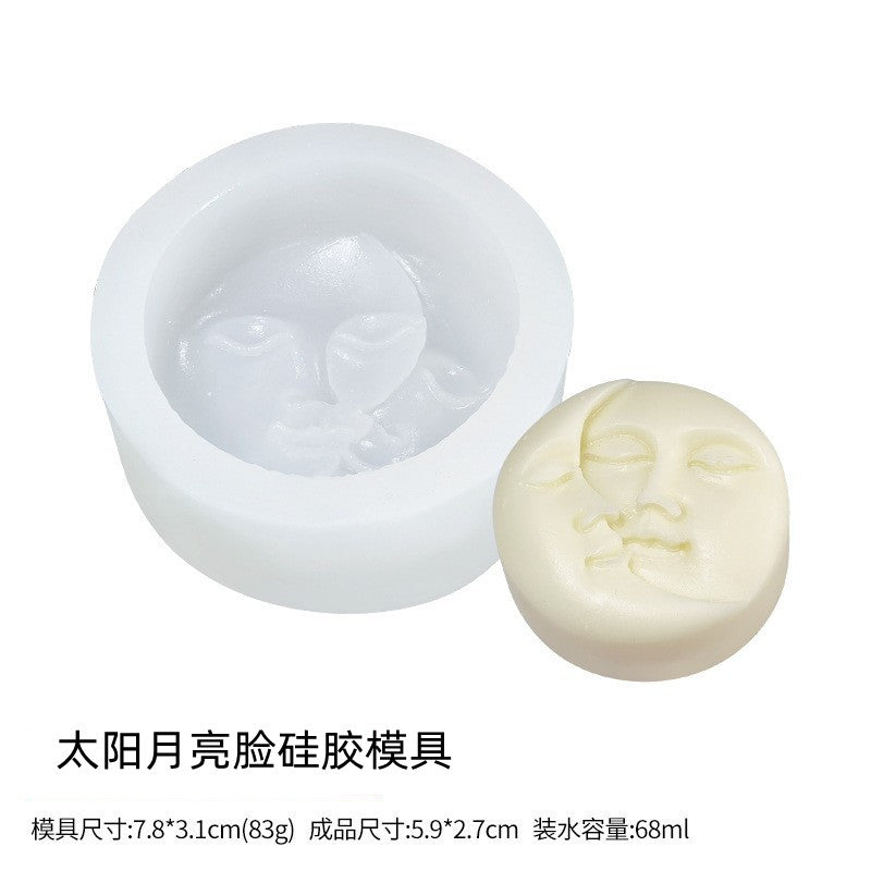 Artistic Abstract Human Face Scented Candle Silicone Mold DIY Moon Sun Face Portrait Plaster Handmade Soap Candle Mold