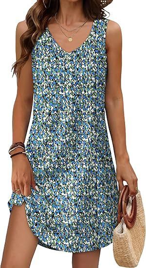 European And American Women’s Clothing Summer Loose Casual V-neck Flower Dress