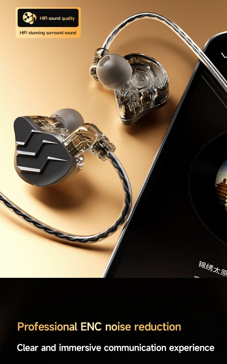 Cross-border new in-ear sports headphones with interchangeable cables, plug-in gaming style HIFI Dynamic Wired Earphones for Mobile Phones