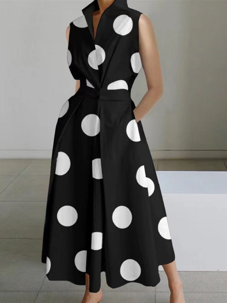 Cross-border New Style Foreign Trade Medieval Retro Plus Size Fashion POLO Loose Collar Wide Hem Women's Dress Wholesale