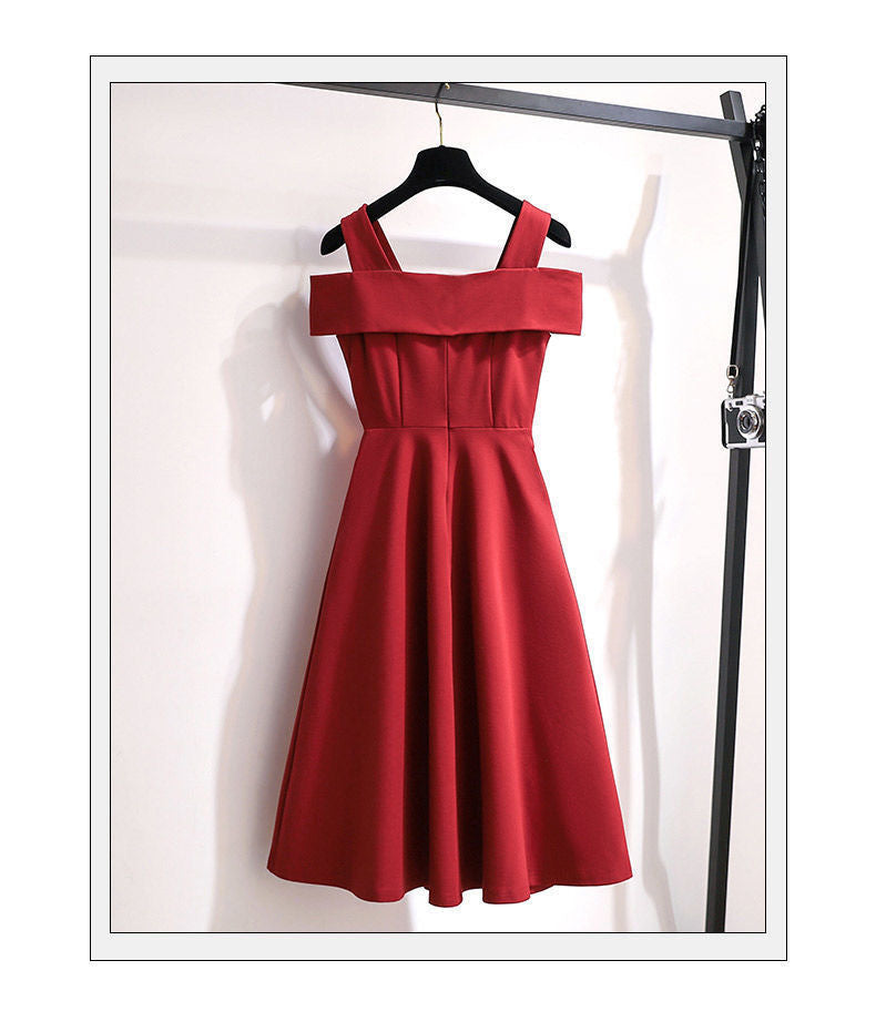 Cross-Border2025New Plus Size Off-Shoulder Elegant Dress for Plus Size Women Fashionable Tummy Covering Slimming Waist Dress Trendy
