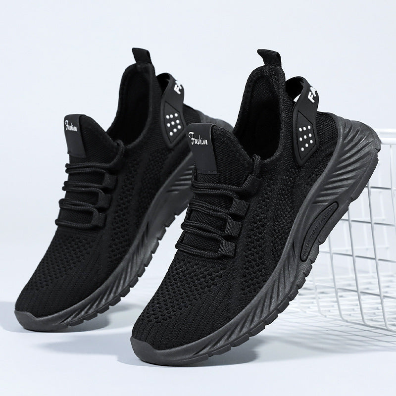 White Flyknit Soft Sole Running Shoes for Women, Summer New Versatile Lightweight Sneakers, Breathable Casual Sports Shoes
