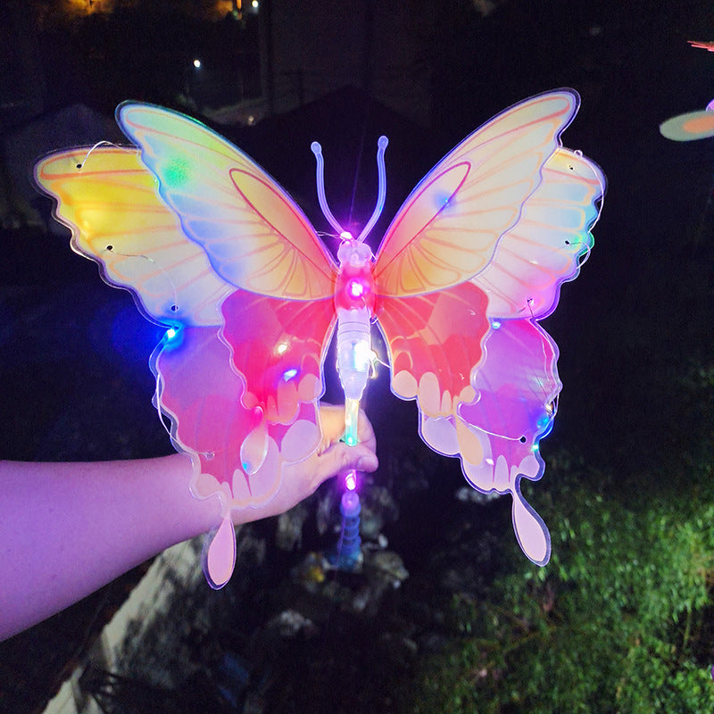 New Butterfly Night Market Stall Wholesale Children's Internet Celebrity3D Butterfly Colorful Glowing Toy Fairy Essential Wholesale