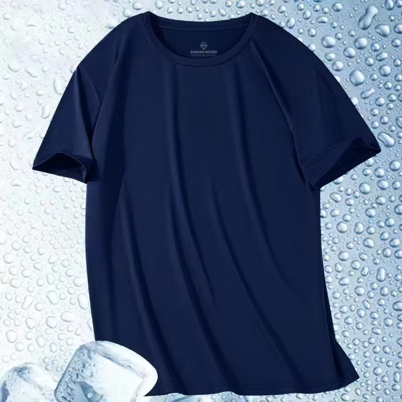 Summer Thin Ice Silk Mesh Quick-Drying Short Sleeves t Men's Korean Style Versatile Casual Outdoor Sports Top Base Shirt