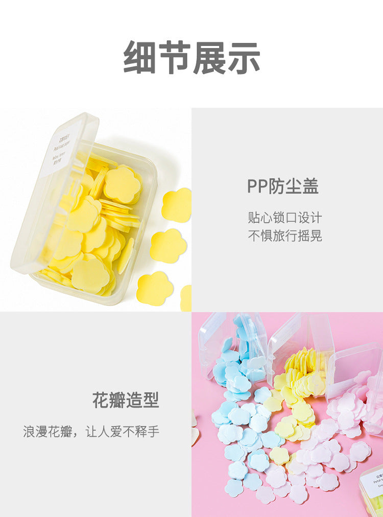 Portable Hand Washing Tablets Soap Paper for Students and Children, Disposable Travel Mini Petal Soap Tablets Boxed