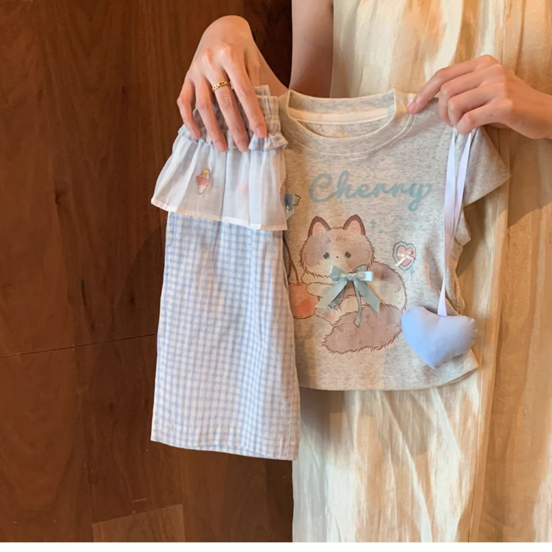 Sweet Little Girl Stylish Summer Outfit2025New Fashionable Toddler Tops for Girls Korean Style Two-Piece Set Trendy