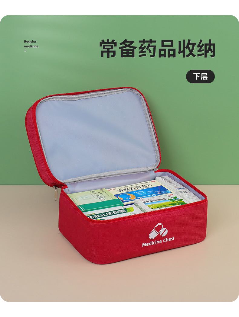 Outdoor First Aid Kit Large Capacity Household Medicine Box Double Layer Classification Storage Medicine Organizer Travel Portable Medicine Bag