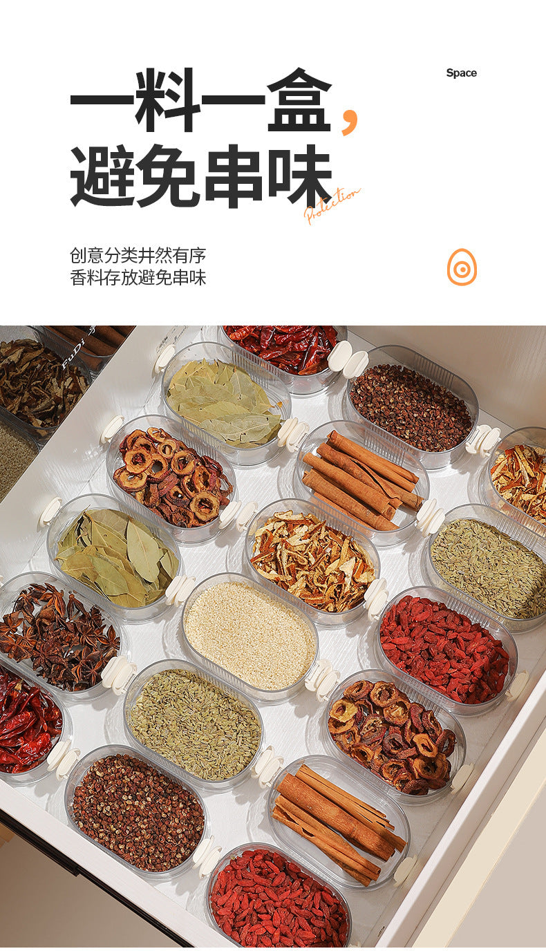 Spice Storage Box Food Grade Compartment Box Household Kitchen Sichuan Pepper Aniseed Seasoning Storage Box Seasoning Sealed Jar