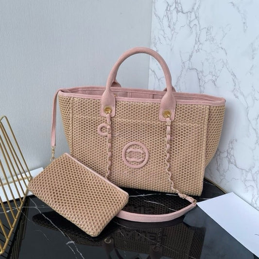 Chanel Style Handbag and Crossbody Bag2025Summer New Raffia Woven Beach Bag Fashionable High-end Shoulder Bag