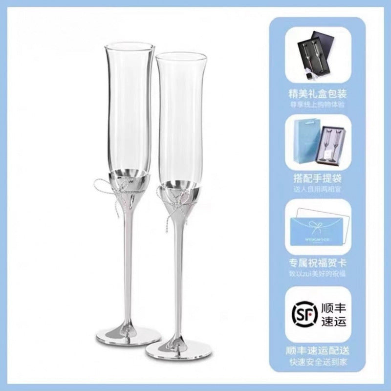 British Wang Weiwei Champagne Glass VeraWang Love Knot Rope Red Wine Pairing Goblet Wedding Gift Box