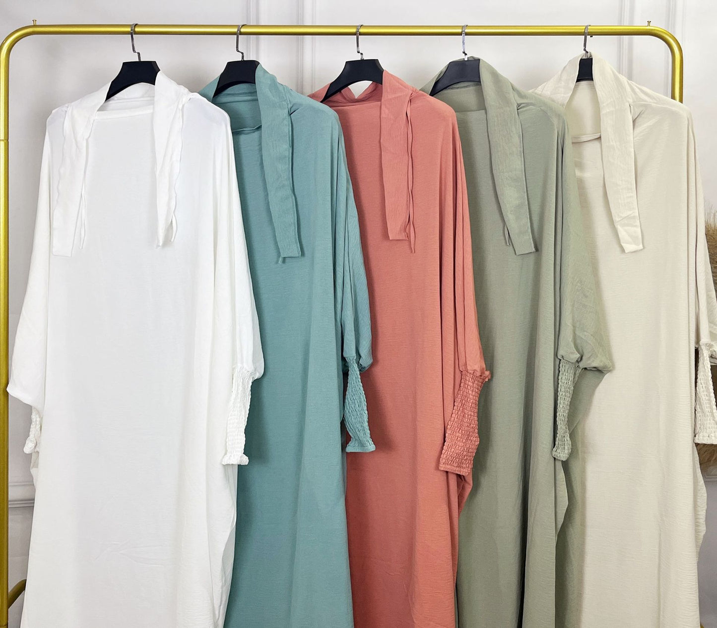 2024AliExpress Amazon Women's Dress Middle East Dubai One-Piece Solid Color Long Sleeve Prayer Robe